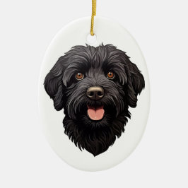 Ornamento De Cerâmica Labradoodle Black Dog