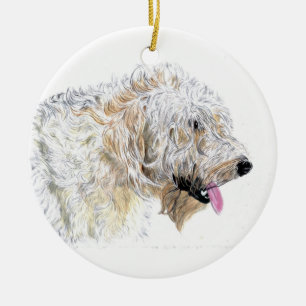 Ornamento De Cerâmica Labradoodle de creme