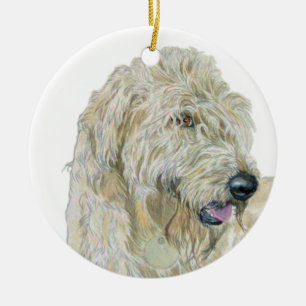 Ornamento De Cerâmica Labradoodle de creme
