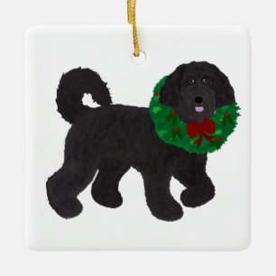 Ornamento De Cerâmica Labradoodle Holiday Ornament