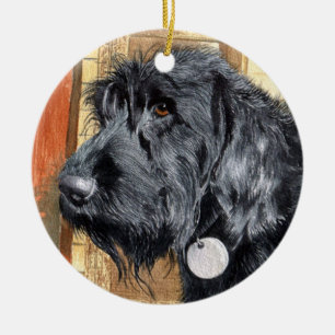 Ornamento De Cerâmica Labradoodle preto