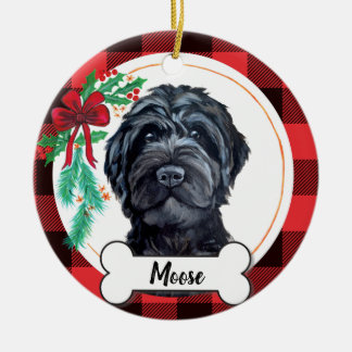 Ornamento De Cerâmica Labradoodle Preto / Goldendoodle Preto