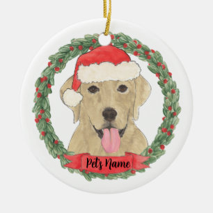 Ornamento De Cerâmica Labrador amarelo personalizado