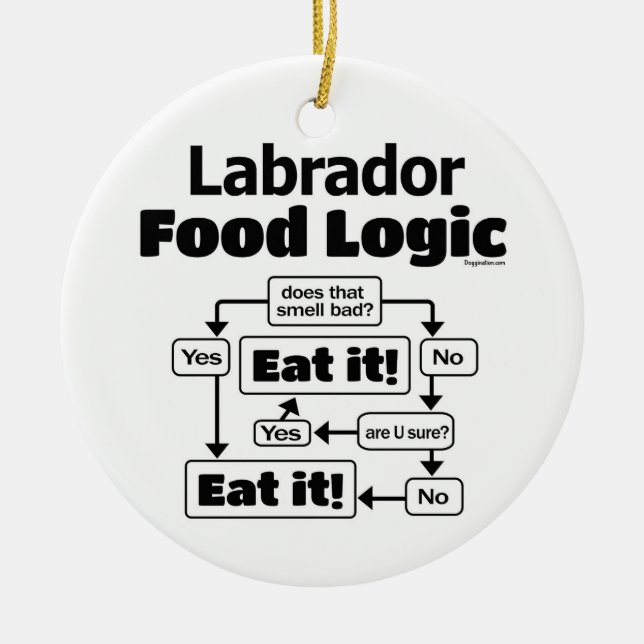 Ornamento De Cerâmica Labrador Comida Logic (Frente)