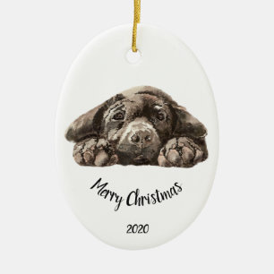 Ornamento De Cerâmica Labrador de Natal Datado Personalizado Retriever