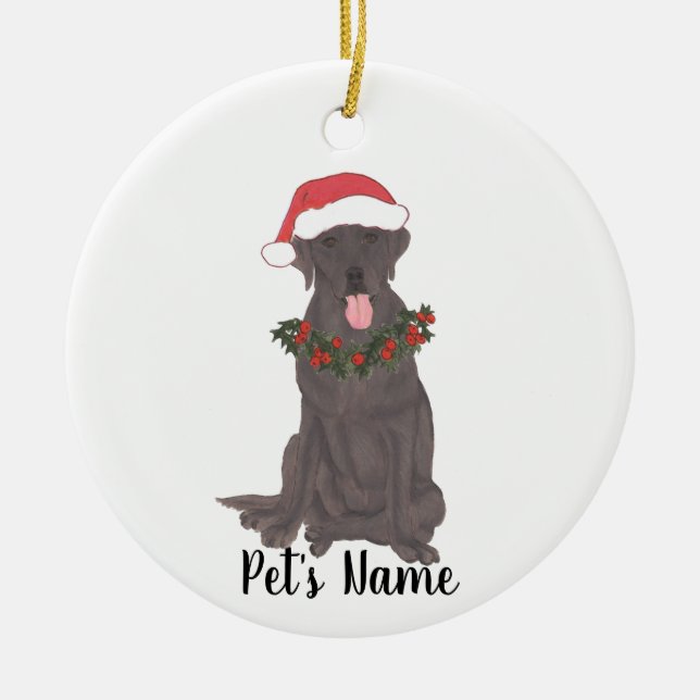 Ornamento De Cerâmica Labrador Personalizado (Chocolate) (Frente)