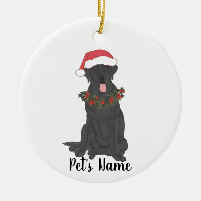 Ornamento De Cerâmica Labrador Personalizado (Preto) (Frente)