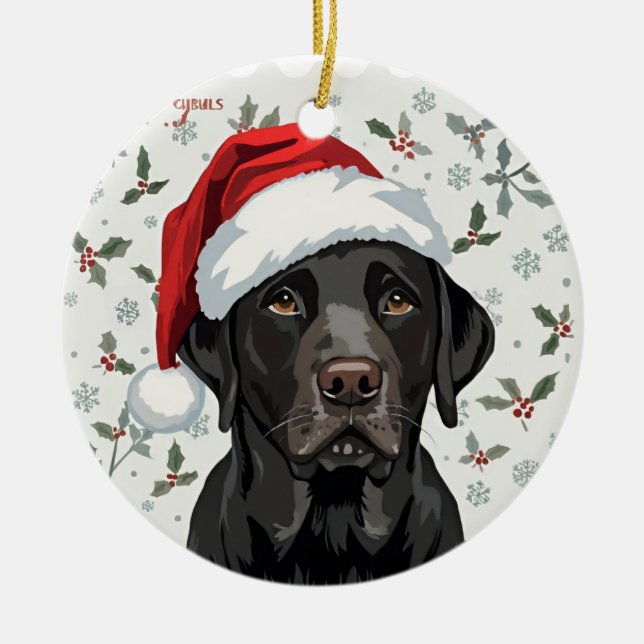 Ornamento De Cerâmica Labrador preto (Frente)