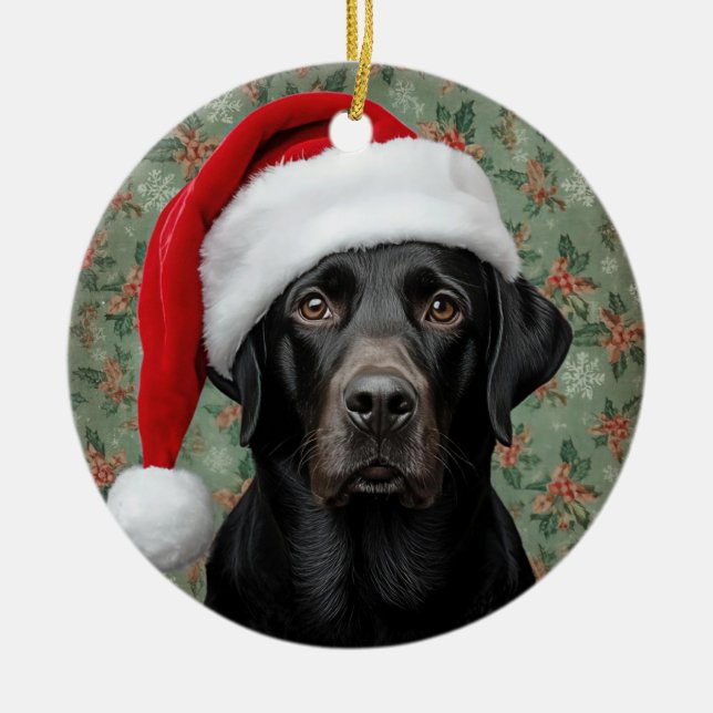 Ornamento De Cerâmica Labrador preto (Frente)
