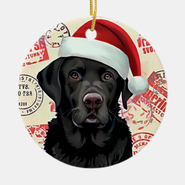 Ornamento De Cerâmica Labrador preto (Frente)