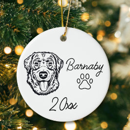 Ornamento De Cerâmica Labrador Retriever Arte de Linha Personalizada com