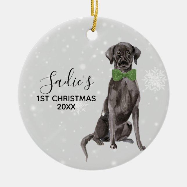 Ornamento De Cerâmica Labrador Retriever Black Lab Holiday Christmas (Frente)