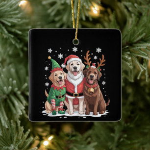 Ornamento De Cerâmica Labrador Retriever Cães de Natal Papai Noel Rena