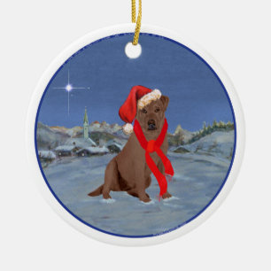 Ornamento De Cerâmica Labrador Retriever Chocolate de Natal
