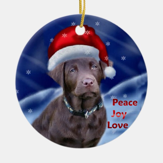 Ornamento De Cerâmica Labrador Retriever Christmas (Frente)