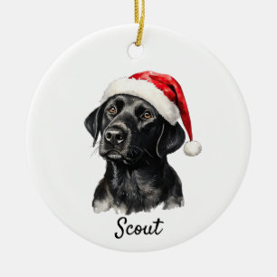 Ornamento De Cerâmica Labrador Retriever Preto Personalizado