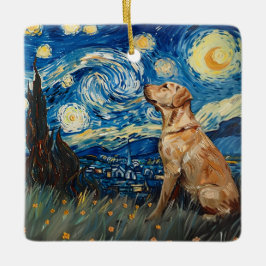 Ornamento De Cerâmica Labrador Retriever Yellow Lab Dog StarNight