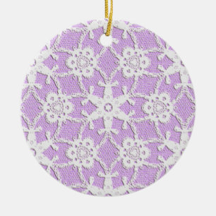 Ornamento De Cerâmica Lace antigo - branco e lavanda