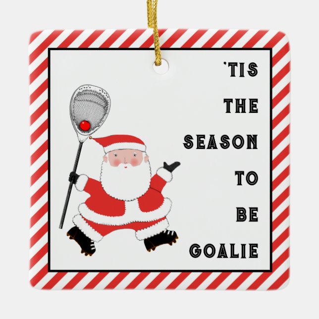 Ornamento De Cerâmica Lacrosse Goalie Holiday Gift Cerâmica Ornament (Frente)