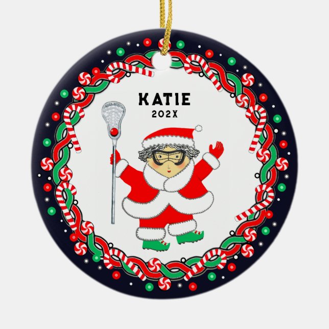 Ornamento De Cerâmica Lacrosse Holiday Gift Ceramic Ornament (Frente)