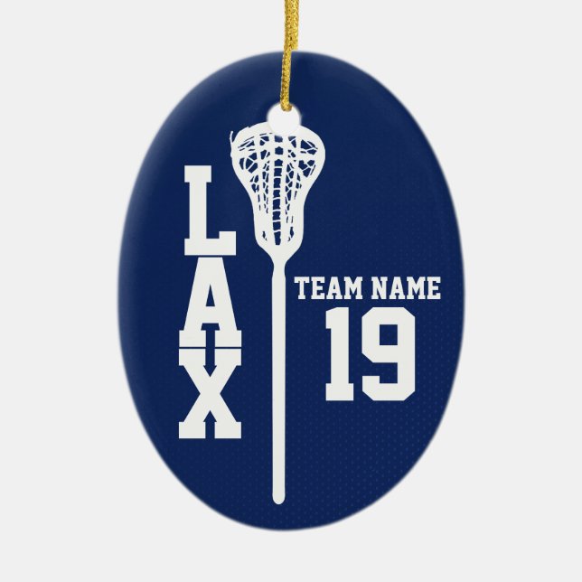 Ornamento De Cerâmica Lacrosse Jersey com Photo Dark Blue (Frente)