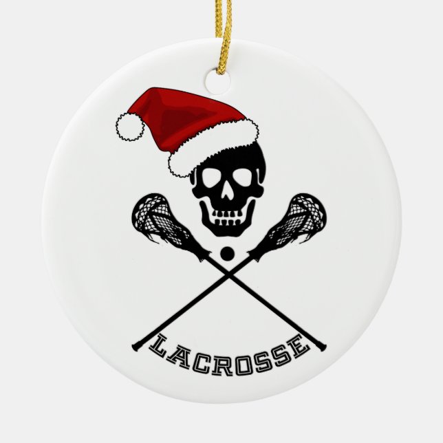 Ornamento De Cerâmica Lacrosse Passa o Natal (Frente)