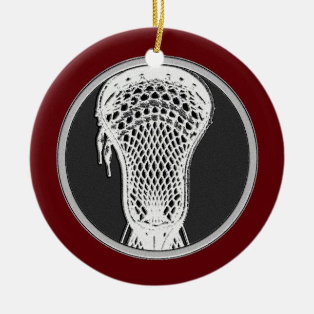 Ornamento De Cerâmica Lacrosse Player Keepsaname (Frente)