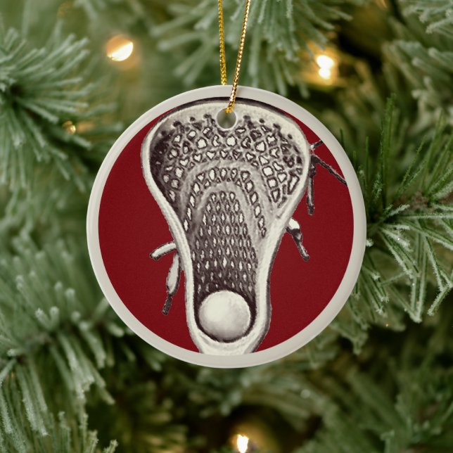 Ornamento De Cerâmica Lacrosse Player Personalizado 2025 (Árvore)
