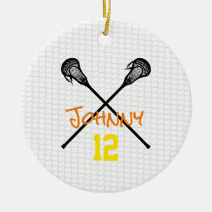 Ornamento De Cerâmica Lacrosse Stick Net Name Number