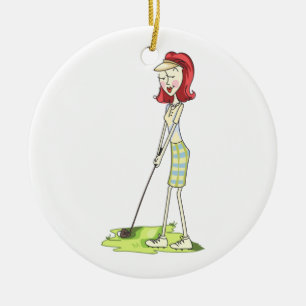 Ornamento De Cerâmica Lady Golfer