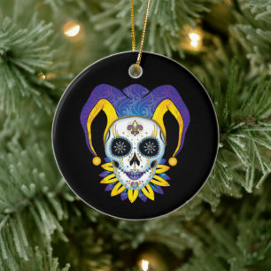 Ornamento De Cerâmica Lady Jester Skull