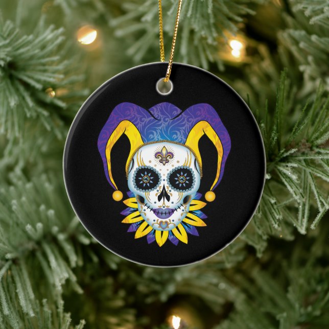 Ornamento De Cerâmica Lady Jester Skull (Árvore)