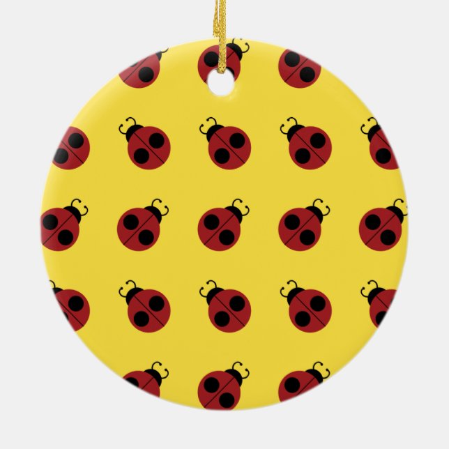 Ornamento De Cerâmica Ladybug 60s retro legal vermelho (Traseira)