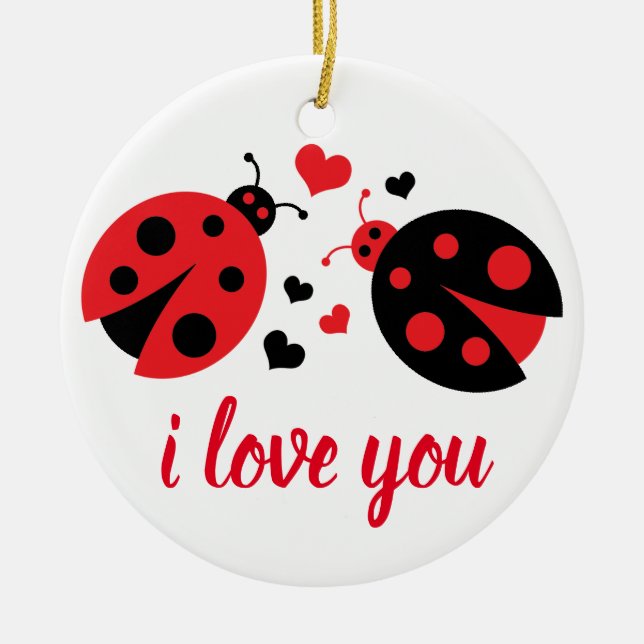 Ornamento De Cerâmica Ladybug Love Ornament (Frente)
