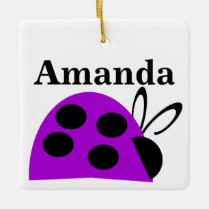 Ornamento De Cerâmica Ladybug Roxo Cugado Personalizado