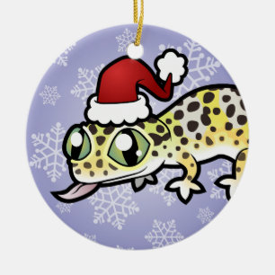 Ornamento De Cerâmica Lagartixa Leopardo de Natal