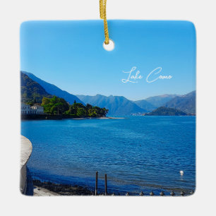 Ornamento De Cerâmica Lago de Como Itália Paisagem Montanhas
