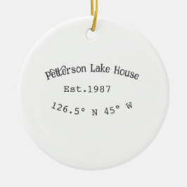 Ornamento De Cerâmica Lago House ets. Data ano em que as coordenadas per