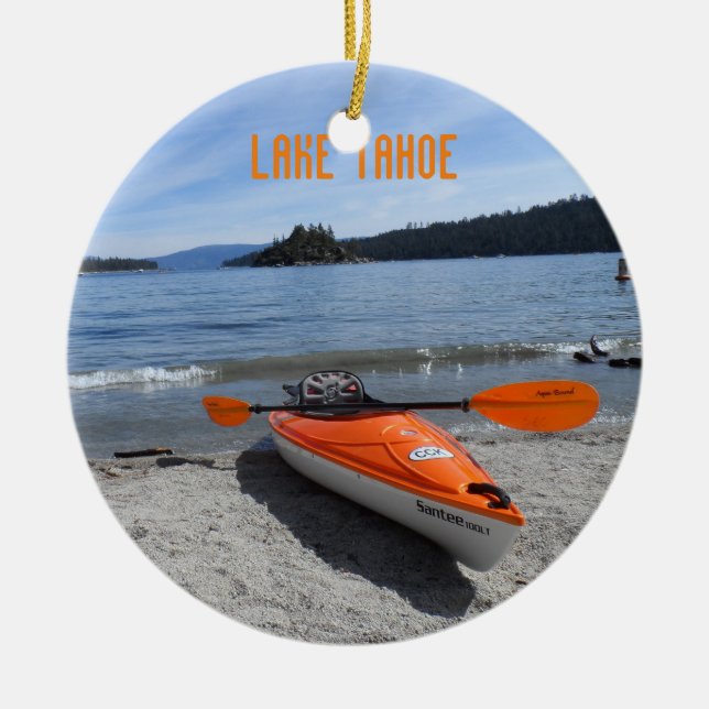 Ornamento De Cerâmica Lago Tahoe Kayak (Frente)