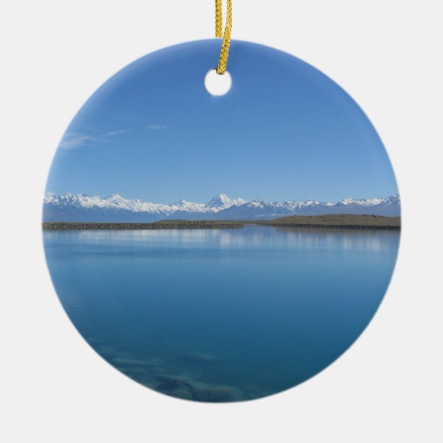 Ornamento De Cerâmica Lago Tekapo, Nova Zelândia (Frente)
