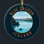 Ornamento De Cerâmica Lagoa Azul Islândia Círculo em Distância<br><div class="desc">Lagoa Azul,  design de arte vetorial da Islândia. A Lagoa Azul é uma spa geotérmica no sudoeste da Islândia. A spa está localizada num campo de lava perto de Grindavík e em frente ao Monte Þorbjörn,  na Península de Reykjanes.</div>