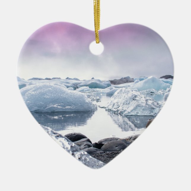 Ornamento De Cerâmica Lagoa da geleira de Islândia (Frente)