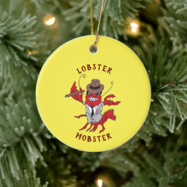 Ornamento De Cerâmica Lagosta Magosta 🦞 Cartoon Engraçado Gangster