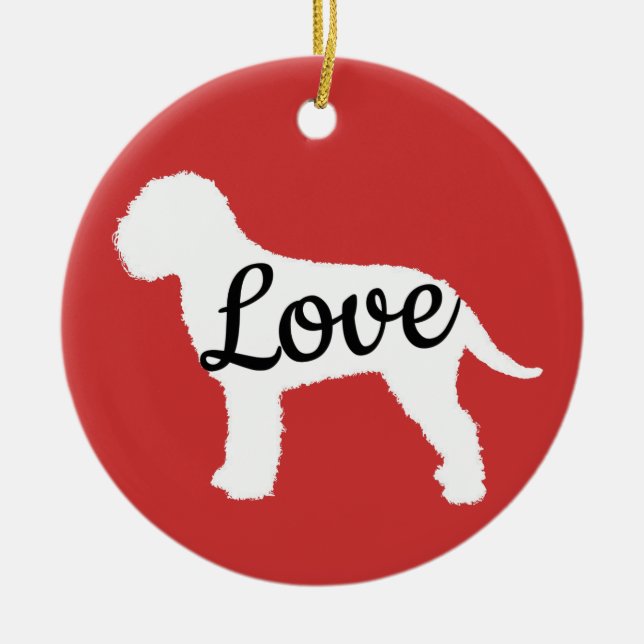 Ornamento De Cerâmica Lagotto Love White e Black (Frente)