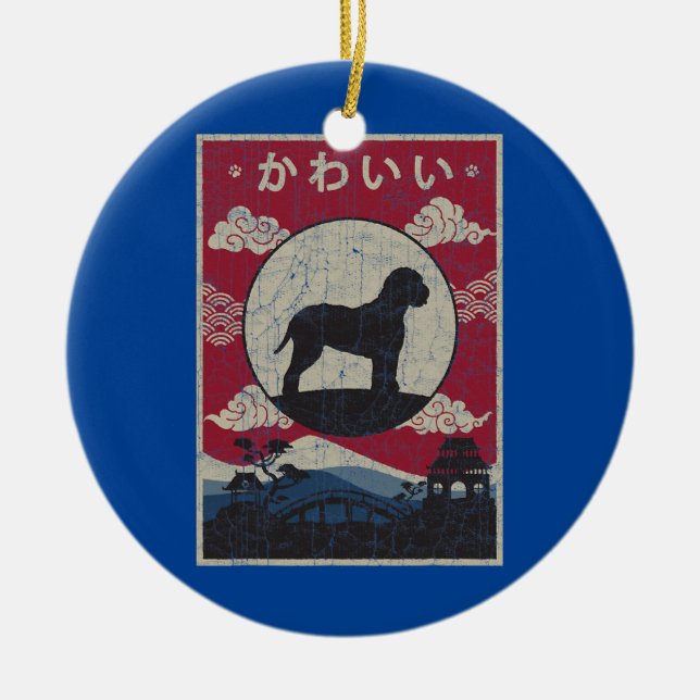 Ornamento De Cerâmica Lagotto Romagnolo Design japonês Kawaii Cog Mãe (Frente)