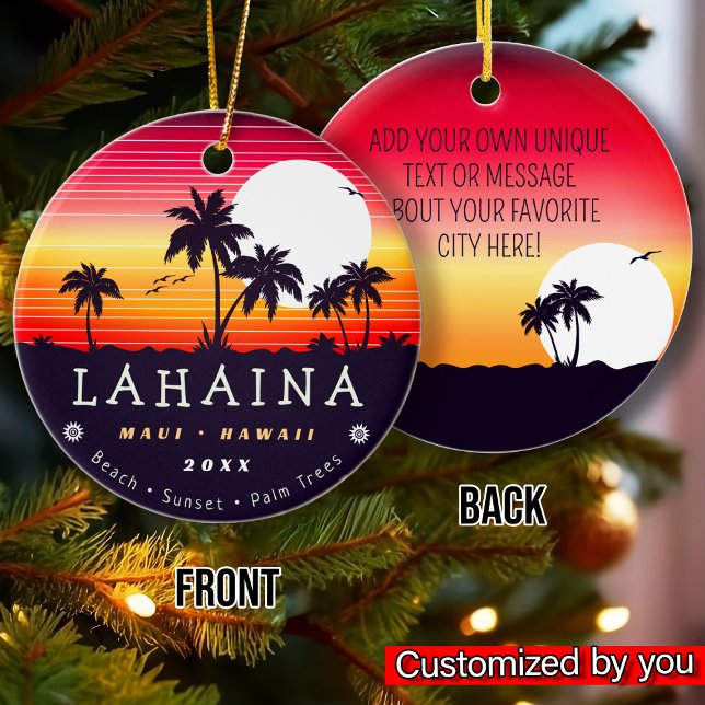Ornamento De Cerâmica Lahaina Maui Hawaii Retro Sunset Souvenirs 60s (Criador carregado)