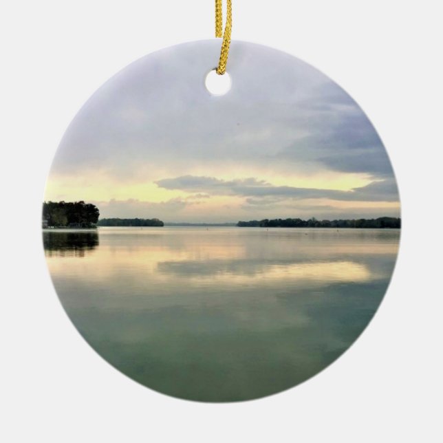 Ornamento De Cerâmica Lake La Belle, Oconomowoc, Wisconsin (Frente)