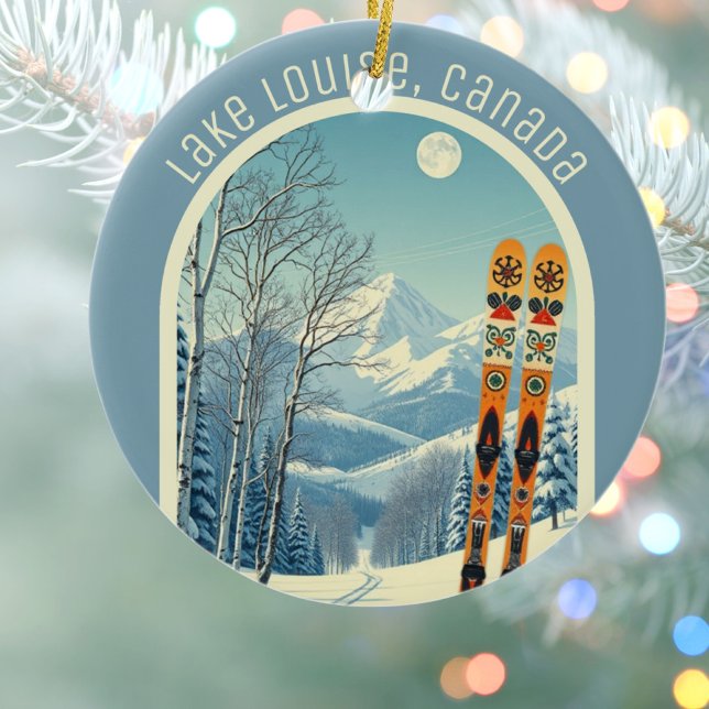 Ornamento De Cerâmica Lake Louise Canada ski souvenir  (Criador carregado)