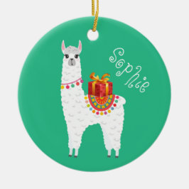 Ornamento De Cerâmica Lama bonitinha de Natal Funky Alpaca