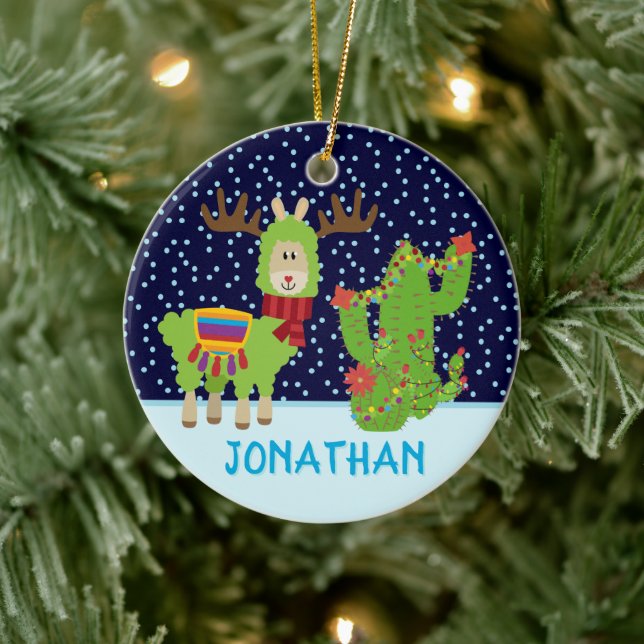 Ornamento De Cerâmica Lama de Natal Bonita, Masculino (Árvore)